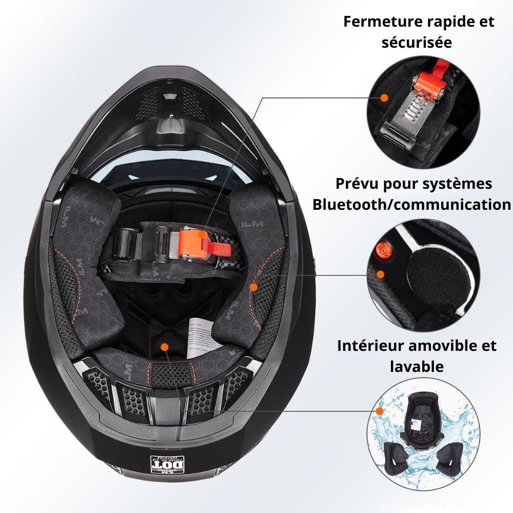 Casque Moto Modulable ILM Homme-Femme – Homologué ECE – Sécurité & Polyvalence 4-en-1
