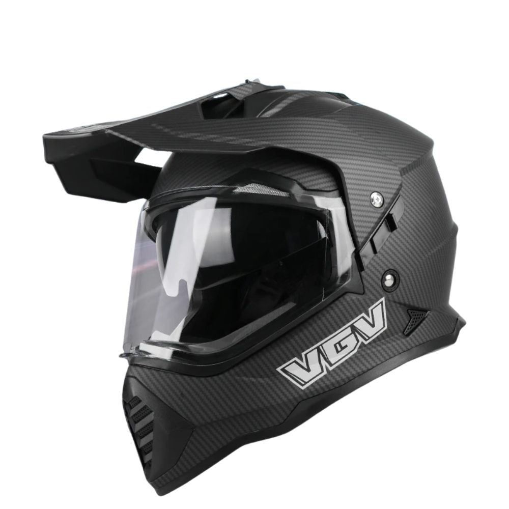 Casque Moto Cross Raven – Double Visière & Design Carbone