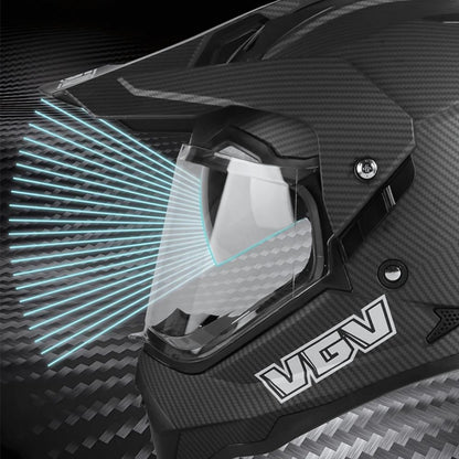 Casque Moto Cross Raven – Double Visière & Design Carbone