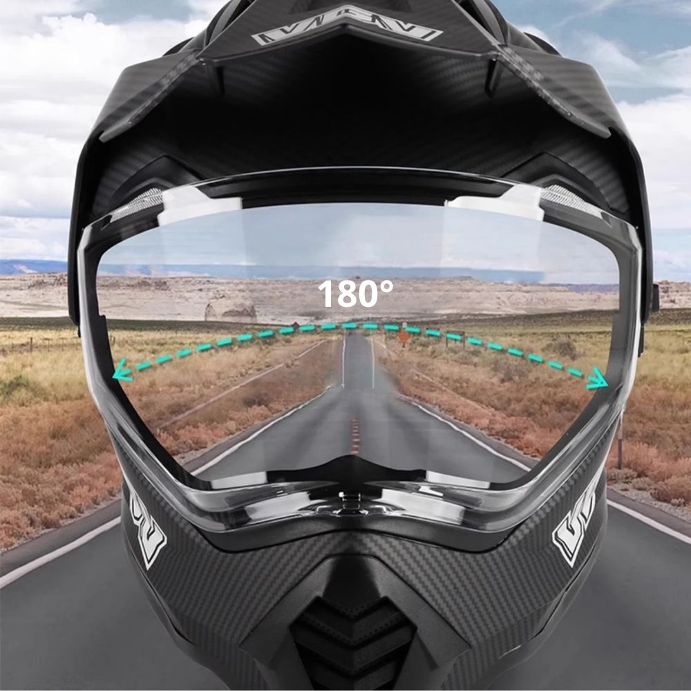 Casque Moto Cross Raven – Double Visière & Design Carbone