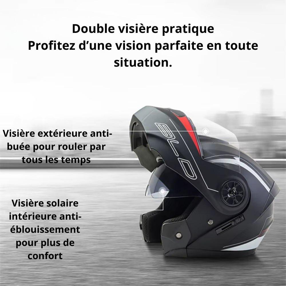 Casque Moto Bluetooth MODAKTOR SkyFlip – Homologué ECE, Double Visière Haute Définition