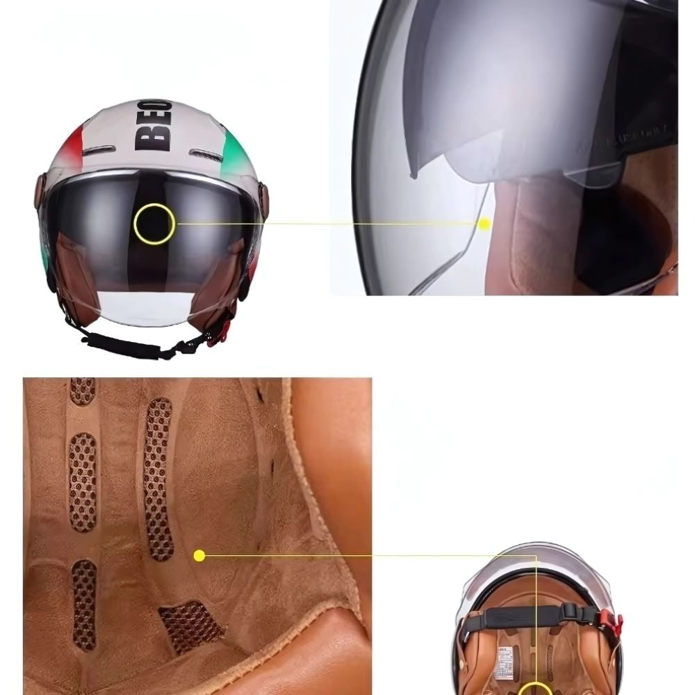 Casque Moto Jet Heritage Homme-Femme – Homologué ECE | Double Visière & Style Vintage