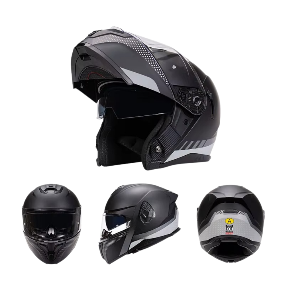Casque Moto Modulable PROTEK™ – Double Visière, Homologué ECE – Confort, Silence et Protection