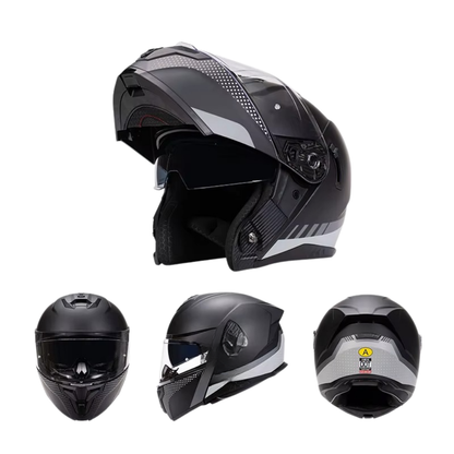 Casque Moto Modulable PROTEK™ – Double Visière, Homologué ECE – Confort, Silence et Protection