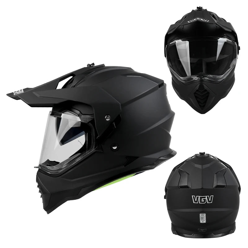 Casque Moto Cross Raven – Double Visière & Design Carbone