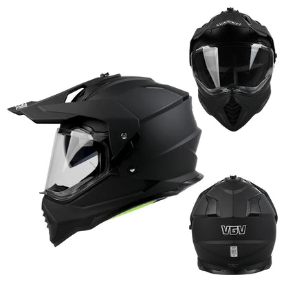 Casque Moto Cross Raven – Double Visière & Design Carbone