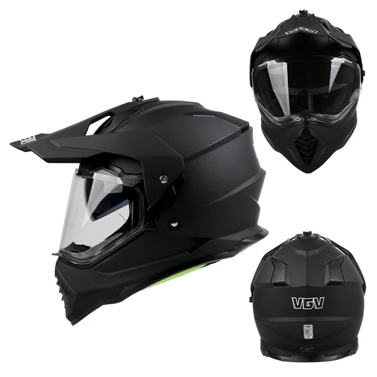 Casque Moto Cross Raven – Double Visière & Design Carbone