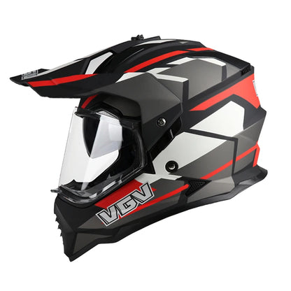 Casque Moto Cross Raven – Double Visière & Design Carbone