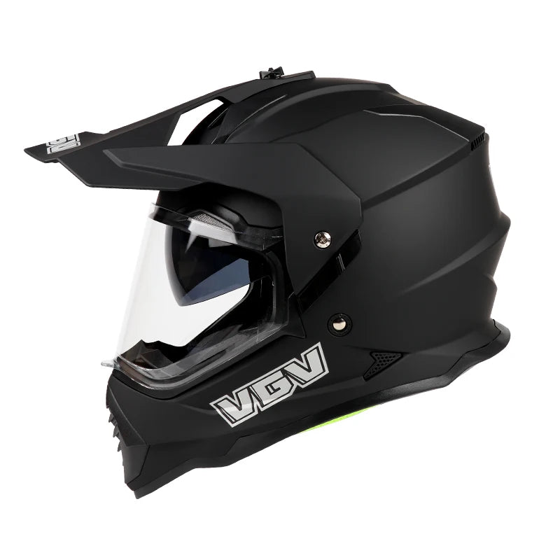 Casque Moto Cross Raven – Double Visière & Design Carbone
