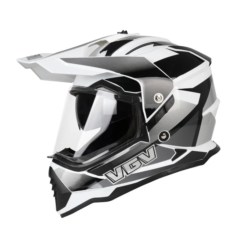 Casque Moto Cross Raven – Double Visière & Design Carbone