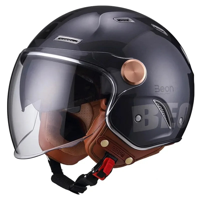 Casque Moto Jet Heritage Homme-Femme – Homologué ECE | Double Visière & Style Vintage