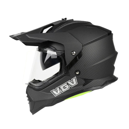 Casque Moto Cross Raven – Double Visière & Design Carbone
